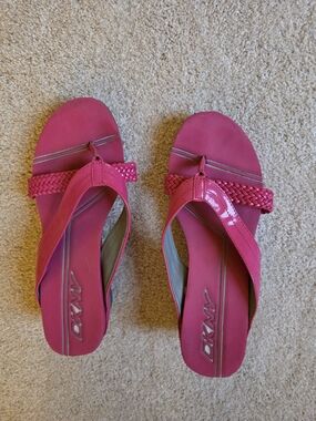 DKNY Pink Braided Thong Sandals